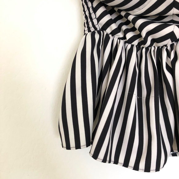Rampage Black and White Striped Peplum Top - Picture 2 of 6